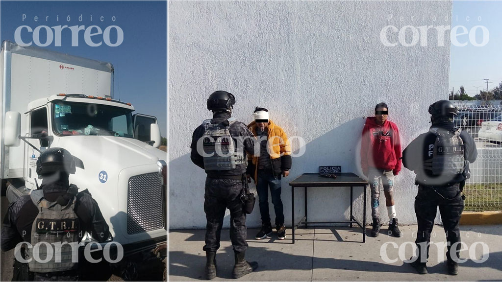 Tras persecución en carretera Celaya-Querétaro, arrestan a dos por robar tráiler