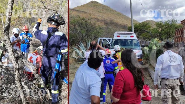 Tras cuatro horas rescatan a hombre que cayó cinco metros en cerro de San Miguel