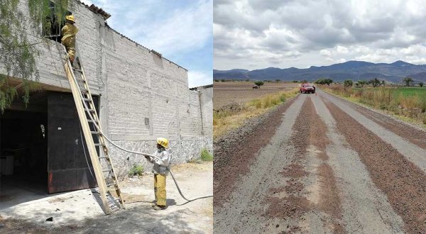 Bomberos acambarenses atienden dos incendios y un deslave