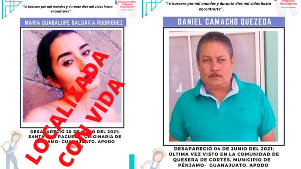 Pénjamo: encuentran con vida a mujer en otro estado; desaparece hombre de 51 años