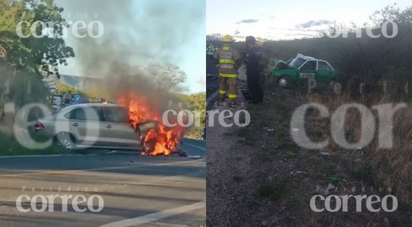 Aparatoso accidente en León deja un taxista muerto y un auto en llamas