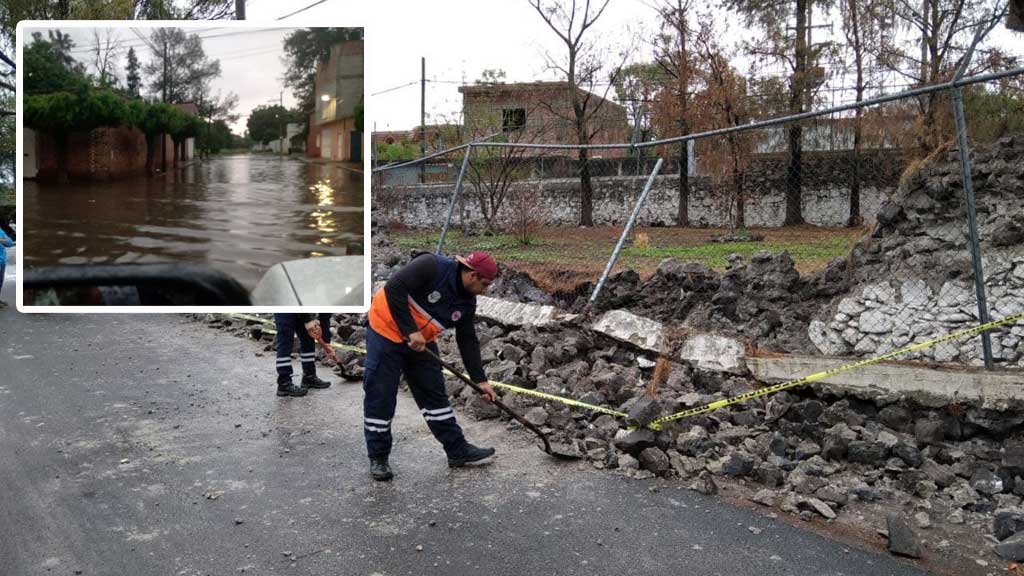 Lluvia en Cortazar provoca derrumbe en escuela y encharcamientos en 12 colonias