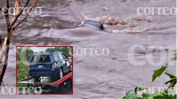 Cae auto al canal Huahuemba en Uriangato; no hay lesionados