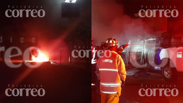 Unidad de la FSPE queda envuelta en llamas en Guanajuato capital