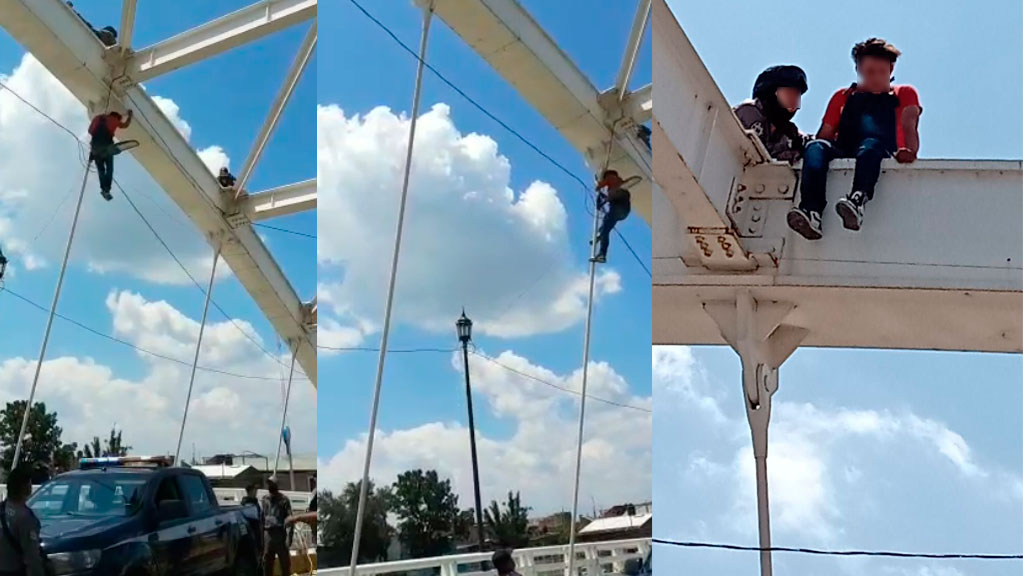 Rescatan a hombre que había trepado a la cima del Ecopuente en Salamanca