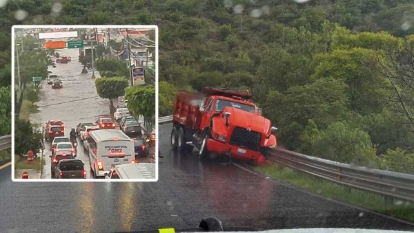 Guanajuato capital: tormenta deja encharcamientos, choque y vehículos varados