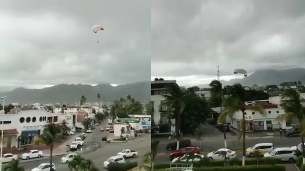 VIDEO. Guanajuatense cae de parachute en Vallarta