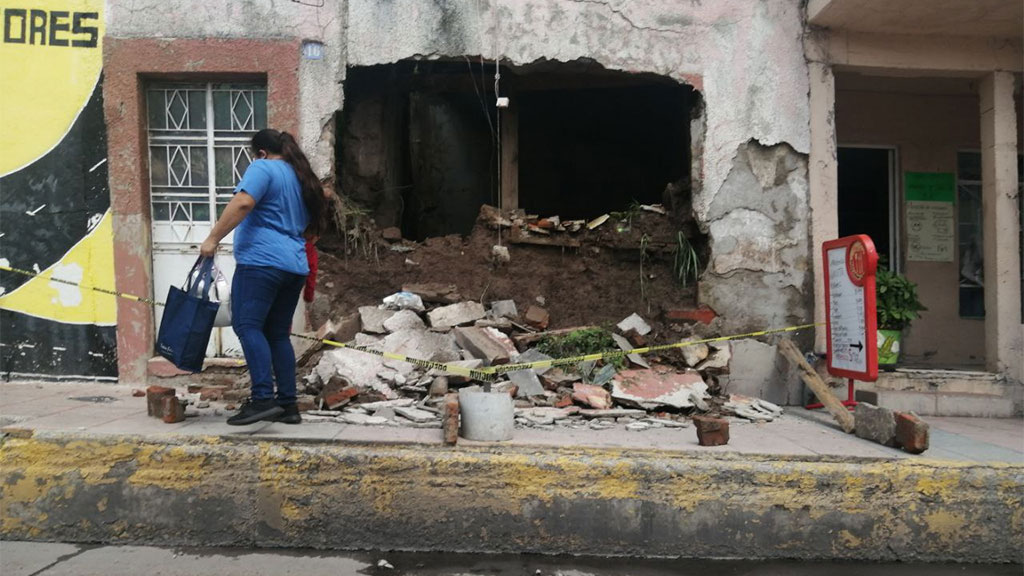 Lluvias ocasionan derrumbe de muro en pleno centro de Salamanca