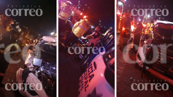 Choque entre patrullas deja a siete policías lesionados en Guanajuato capital