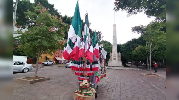 Vendedores de artículos patrios en Guanajuato ofertan mercancía rezagada del 2020