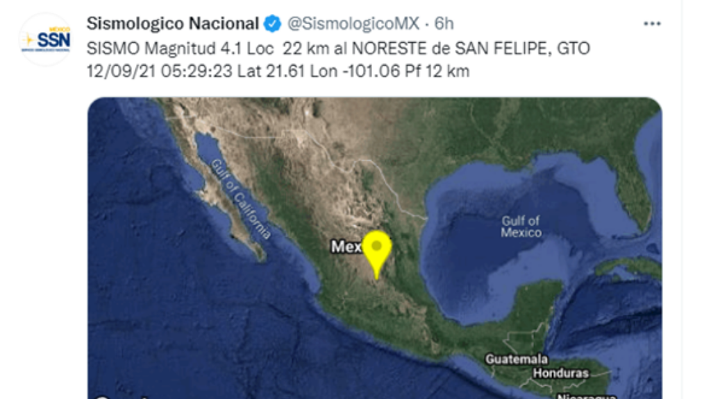 Se registra otro sismo de magnitud 4.1 en San Felipe, Guanajuato