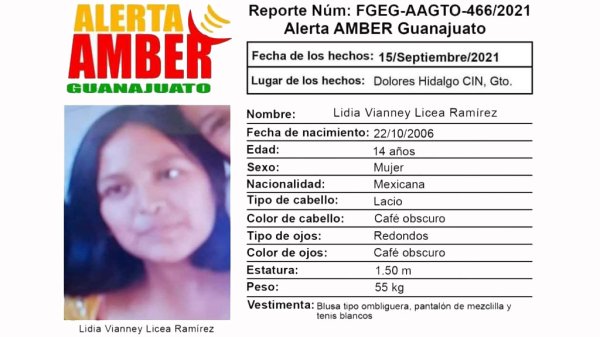 Activan Alerta Amber por Lidia Licea, menor desaparecida en Dolores Hidalgo