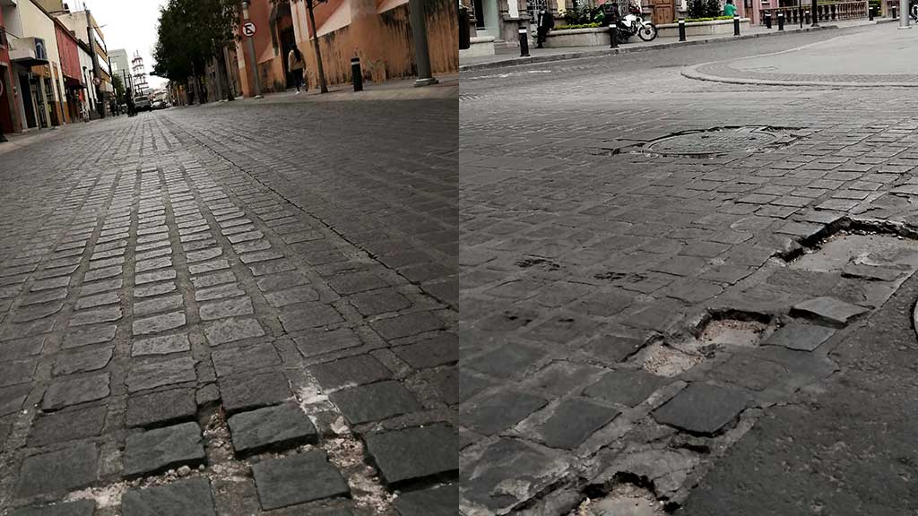 Celaya: calles recién reparadas en el centro ya presentan desperfectos