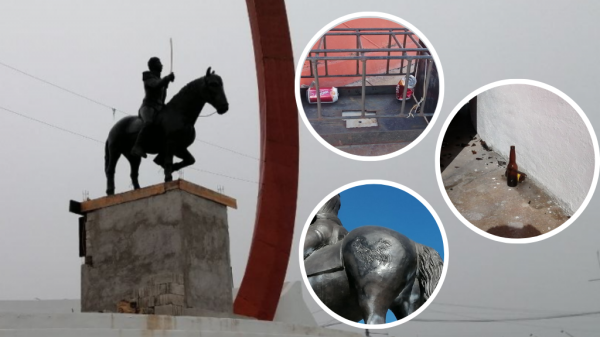 Vandalizan monumento a Agustín de Iturbide; toman y orinan sobre él