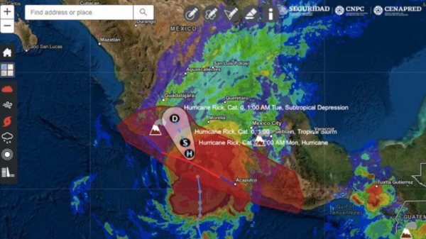 Huracán Rick toca tierra en Guerrero; prevén lluvias en Guanajuato