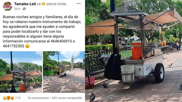 Roban carrito de tamales justo frente a Presidencia de Salamanca