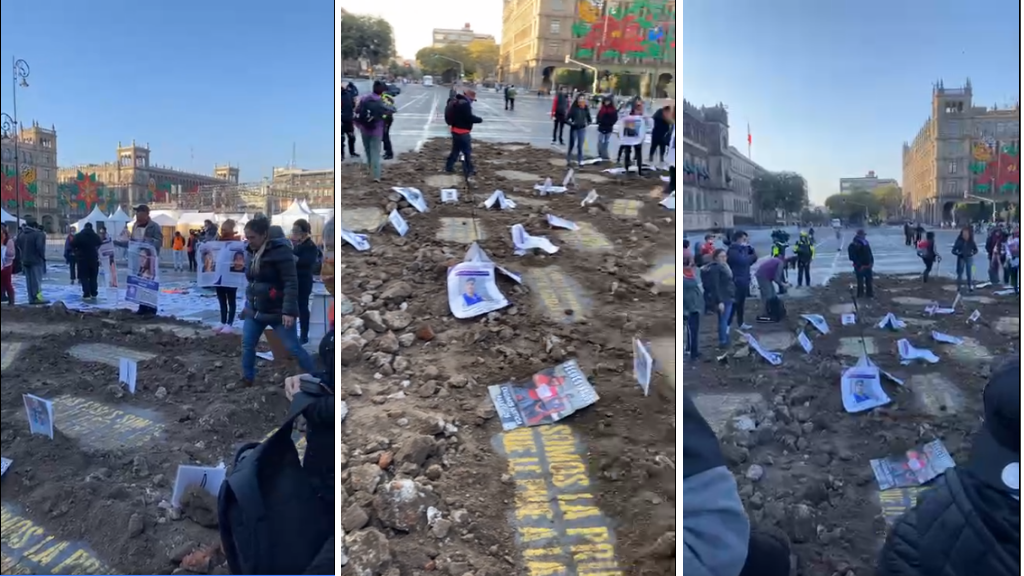 Colectivos de Guanajuato le ‘llevan las fosas’ a AMLO en Palacio Nacional