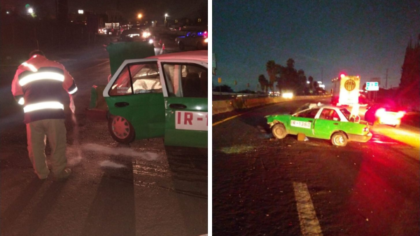 Taxista pierde el control de su unidad y se estampa sobre la Silao-León