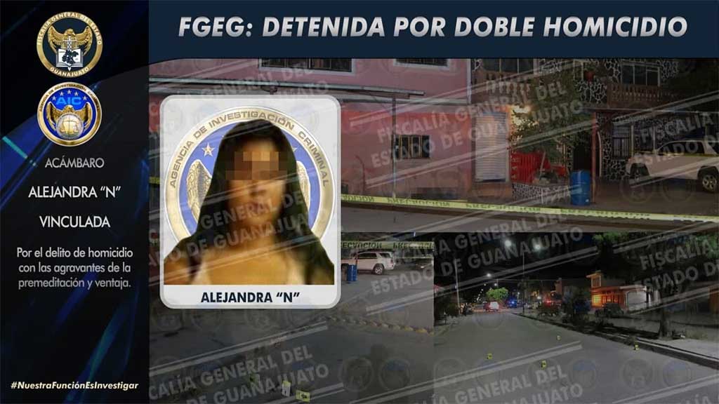 Vinculan a proceso a Alejandra como coautora del asesinato de una pareja en Acámbaro