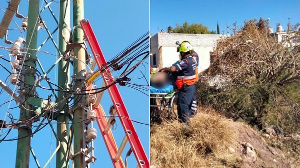 Trabajador de cablera en Guanajuato capital se electrocuta y queda grave