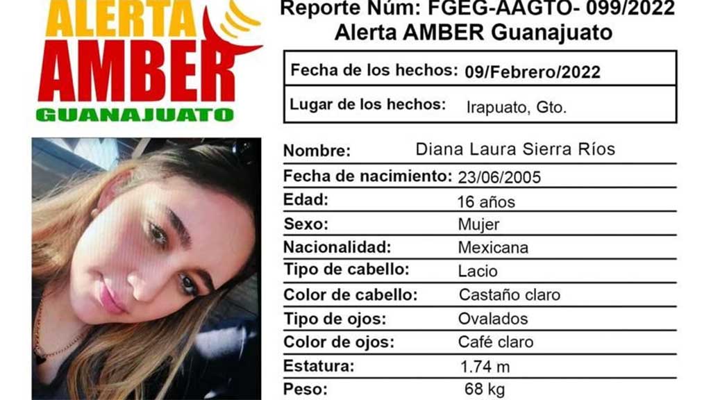 Activan Alerta Amber por la desaparición de Diana en Irapuato