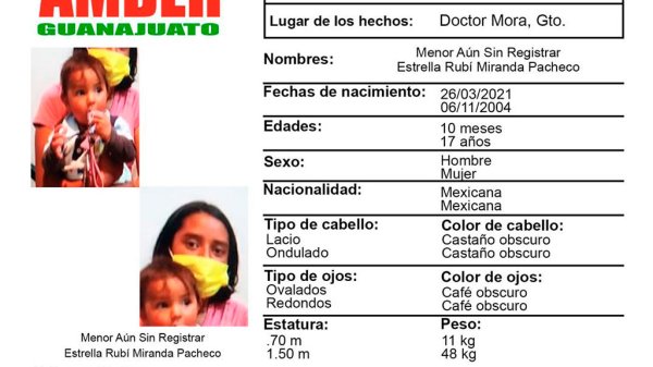 Desaparece adolescente junto a bebé sin registrar en Doctor Mora