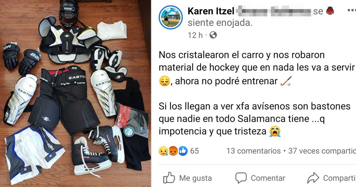 Dejan a jugadora de hockey en Salamanca sin equipo al ser víctima de cristalazos