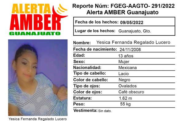 Familiares buscan a Yesica Fernanda de 13 años en Guanajuato Capital