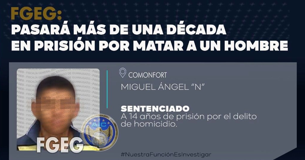 Le dan 14 años de cárcel a homicida en Comonfort