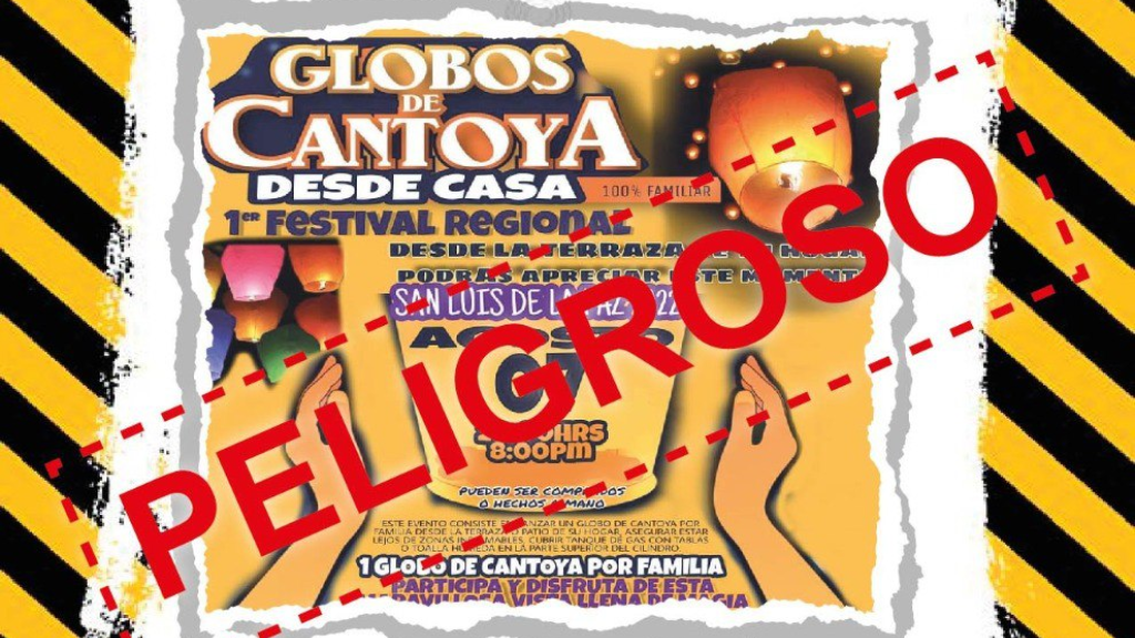 Gobierno de San Luis alerta sobre evento de globos de cantoya; pide no lanzarlos