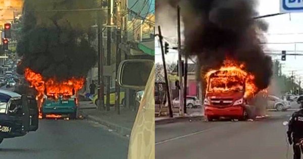 Incendios llegan a Baja California: Prenden unidades de transporte y bajan a la gente