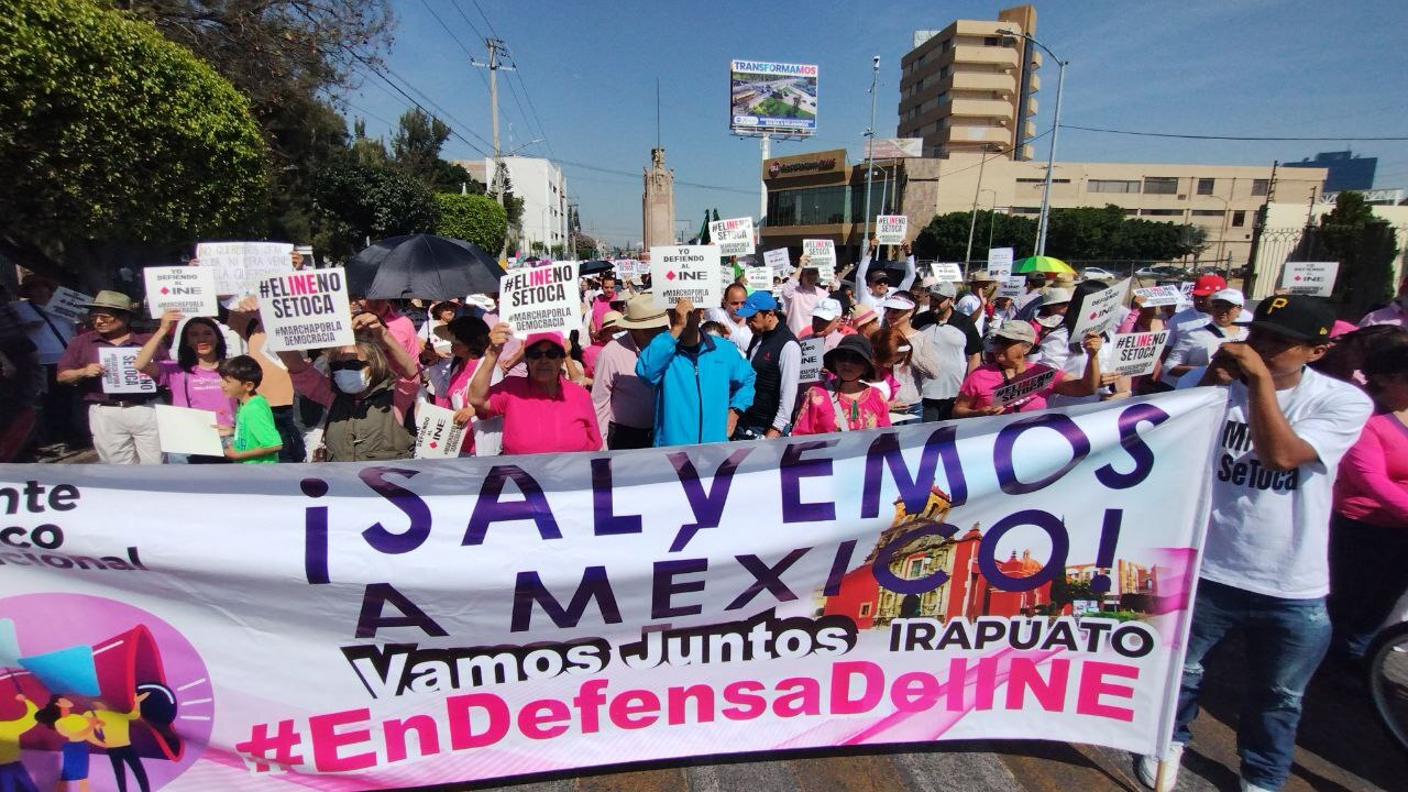 Así se vive la marcha del INE en Guanajuato 