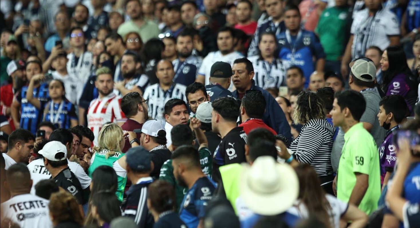 Aficionados se van a los golpes en el partido Santos vs Rayados