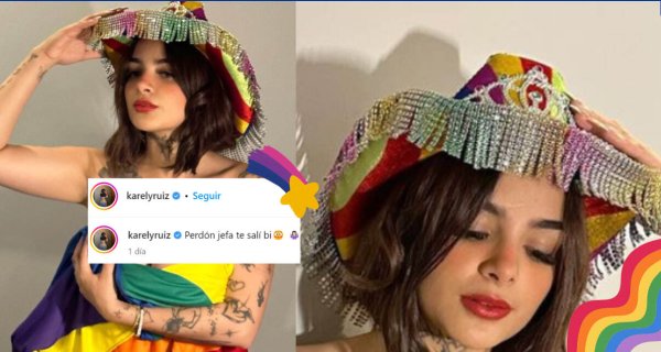 Karely Ruiz posa envuelta en la bandera LGBTIQ+ y reitera su bisexualidad 