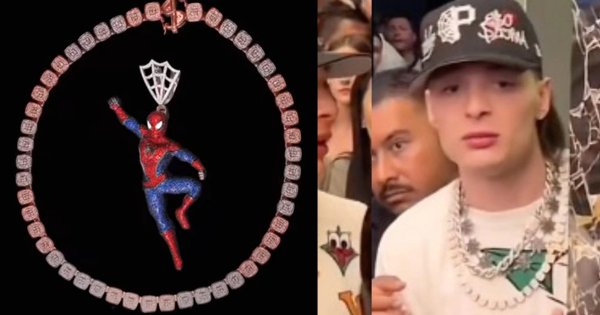 Le roban a Peso Pluma cadena de Spider-Man hecha de diamantes y valuada en casi 9 mdp 