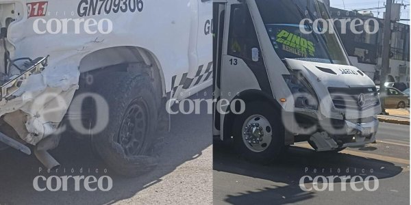 Camión de transporte en Celaya impacta camioneta de la GN y deja dos oficiales lesionados 