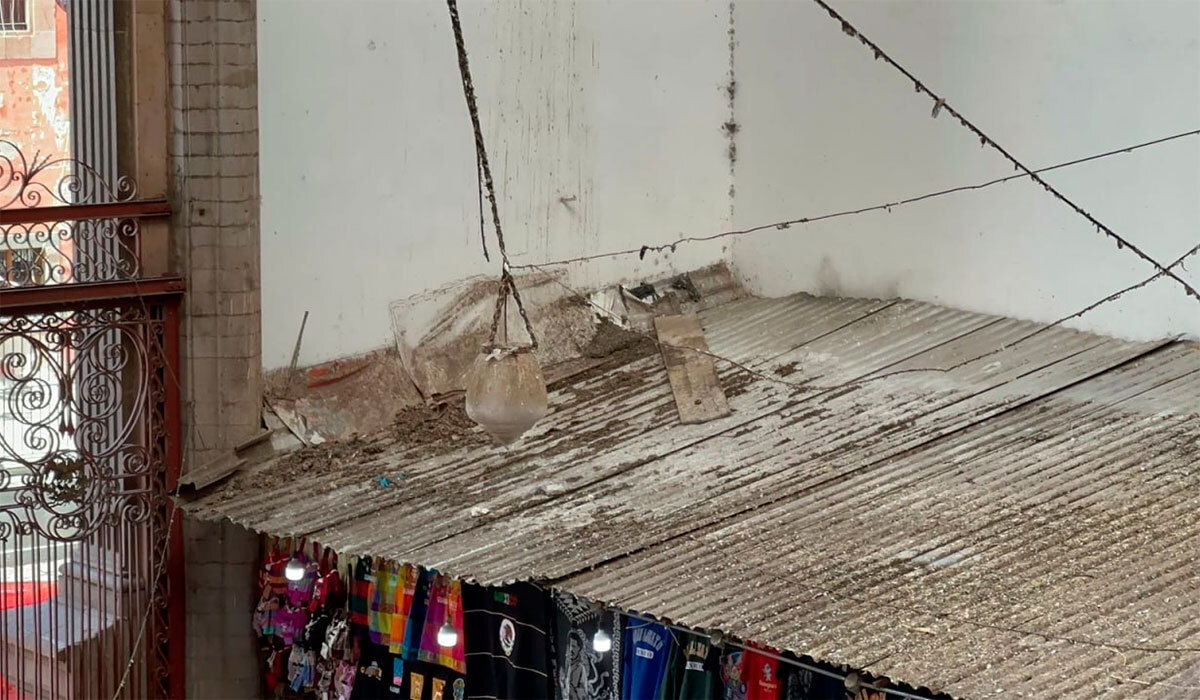 Mercado Hidalgo en Guanajuato capital se cae a pedazos con las lluvias: 'se moja más adentro'