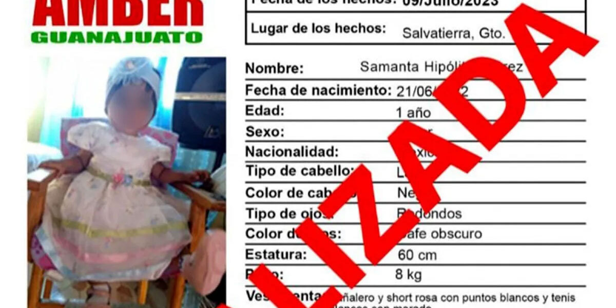 Localizan en Oaxaca a bebé de un año desaparecida en Guanajuato 