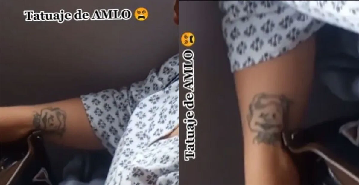 Mujer se hace viral por usar un tatuaje de AMLO; la celebran y tunden en redes 