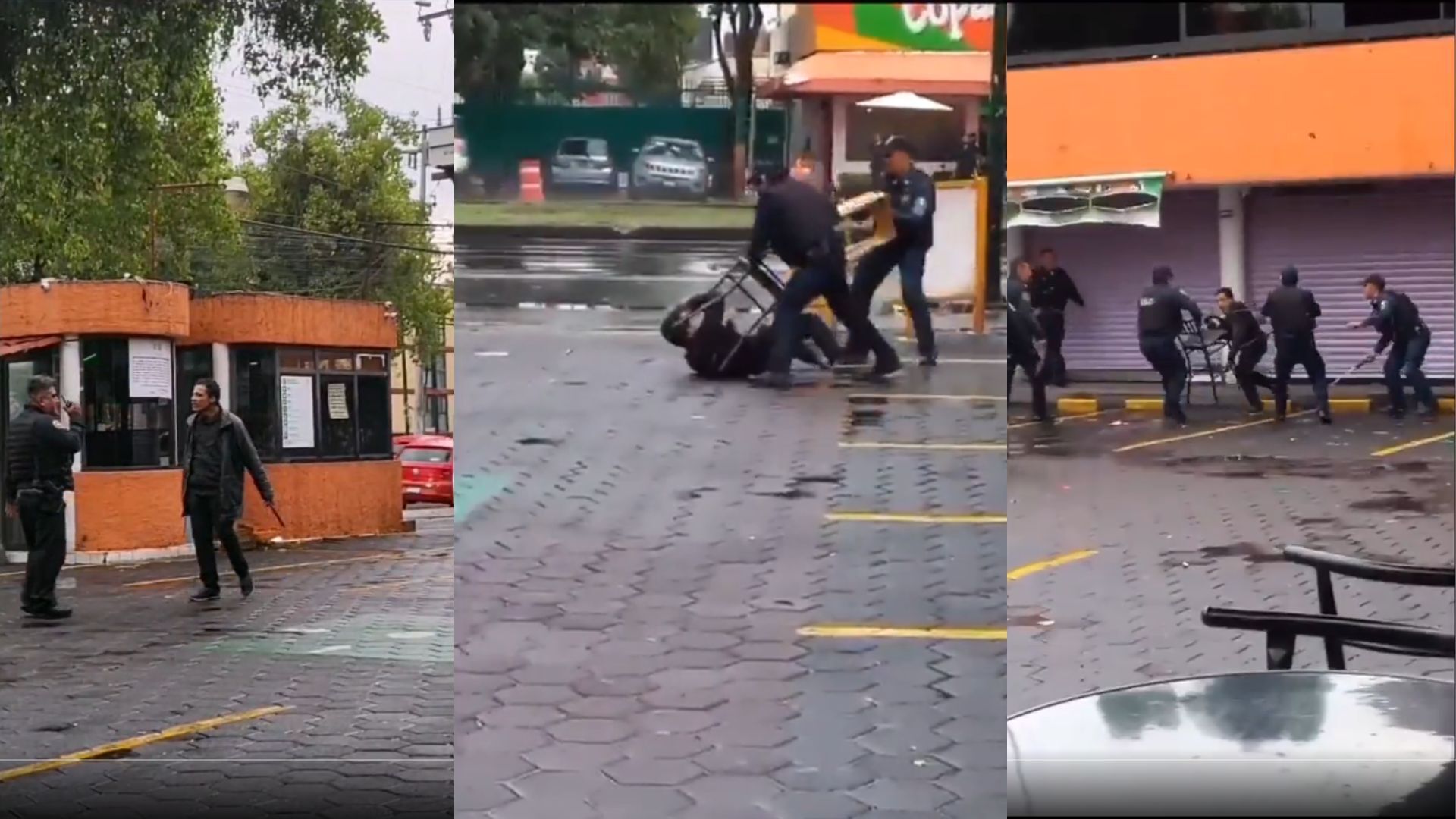 Video: Policías someten con sillas y huacales a hombre armado con cuchillos en CDMX 