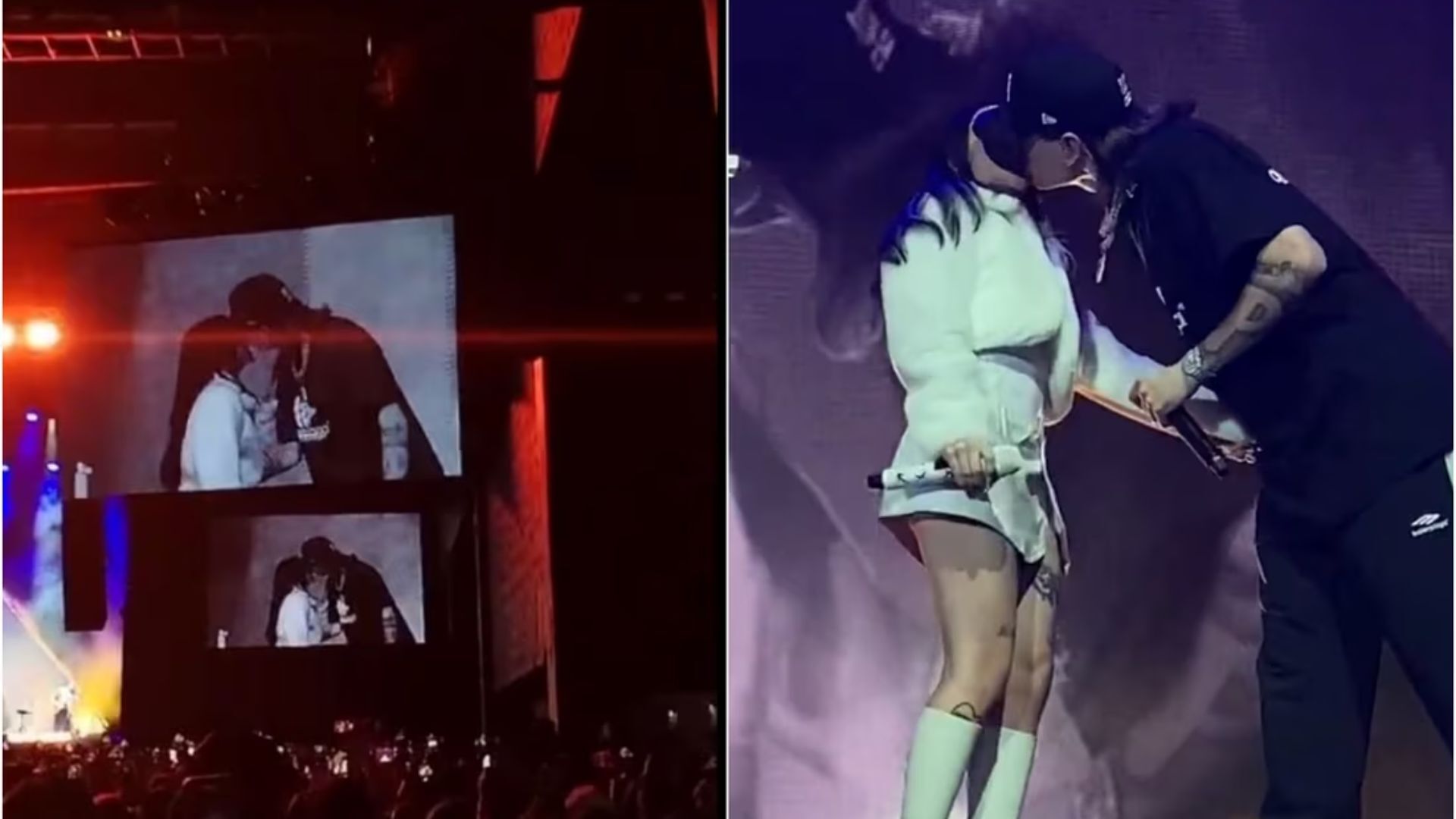 Peso Pluma y Nicki Nicole confirman su romance con beso en pleno concierto (video)