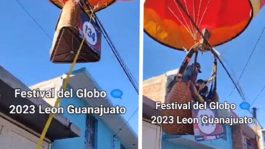 Cae globo aerostático durante el Festival del Globo 2023 después de chocar con los cables 