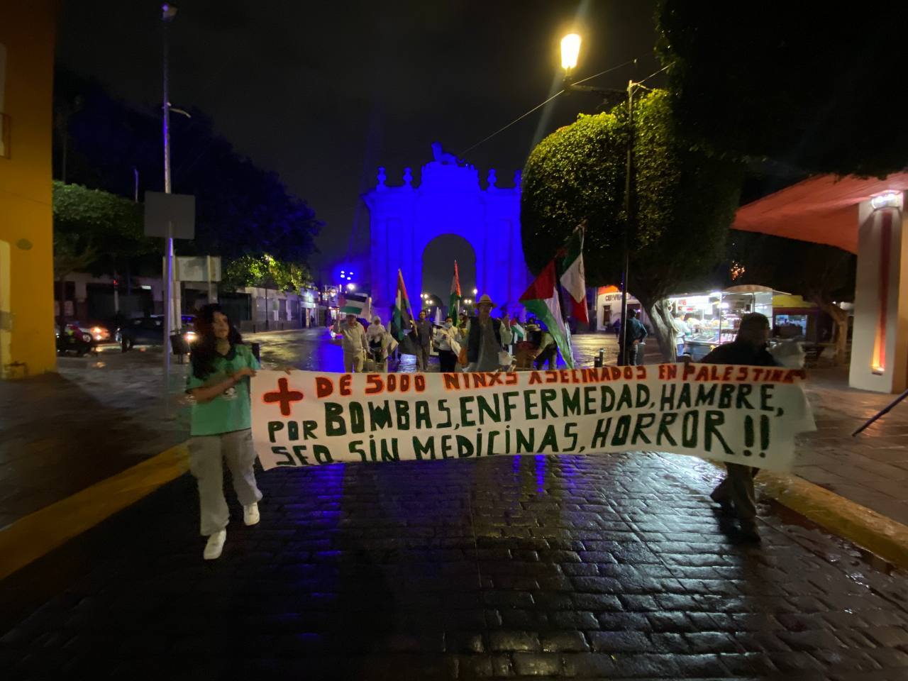 Al grito de “¡Libre Palestina!” marchan en León, Guanajuato por un llamado a la paz