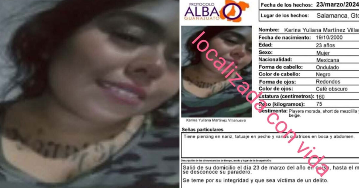 Karina Yuliana, joven reportada como desaparecida en Salamanca, fue localizada con vida