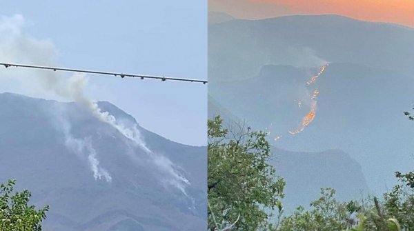 Hasta con helicóptero, luchan por apagar incendio forestal en Xichú