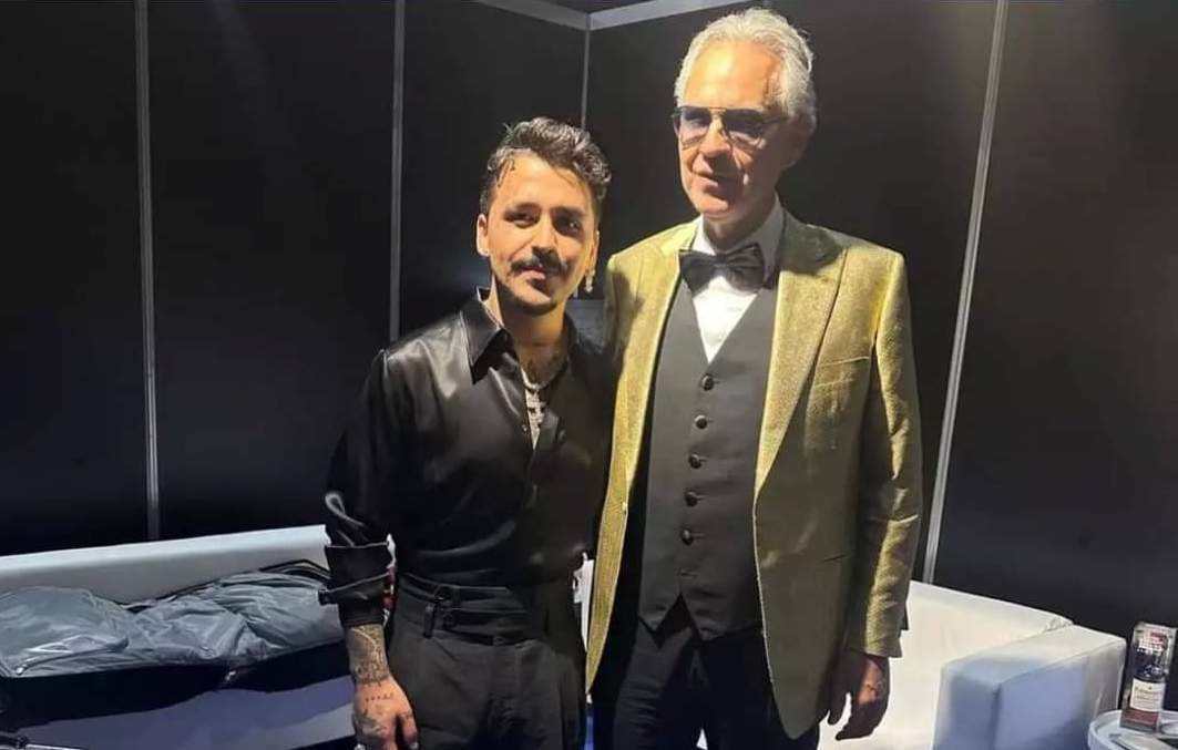 Video | Así fue el momento cuando Christian Nodal canta con Andrea Bocelli en Italia