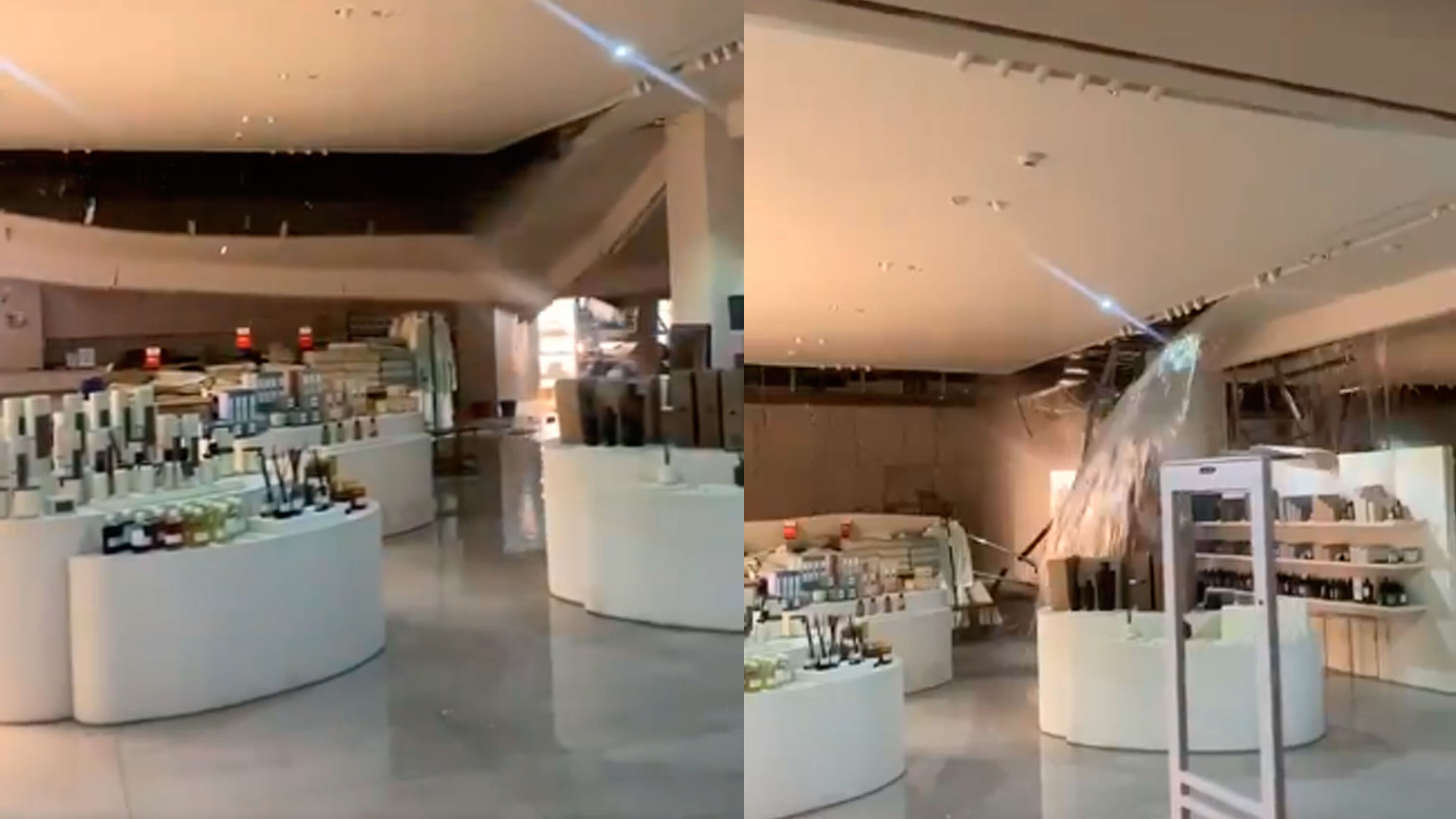 Video | Lluvias hacen colapsar techo de tienda Zara de León