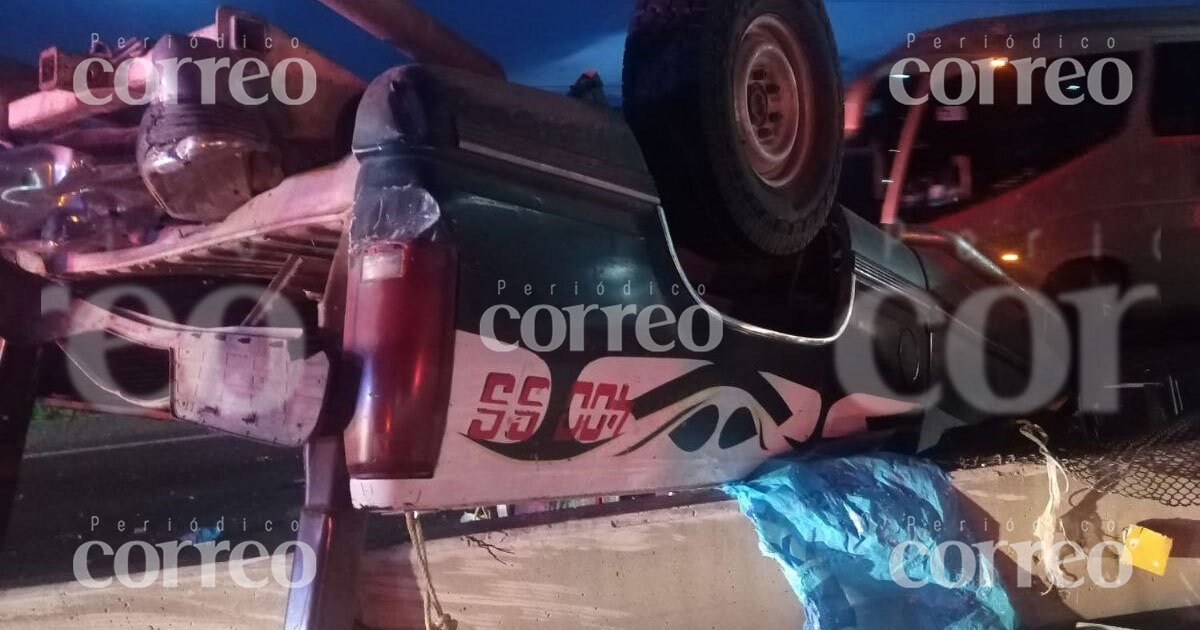 Aparatoso accidente en la carretera de Pénjamo-Irapuato deja cinco obreros heridos