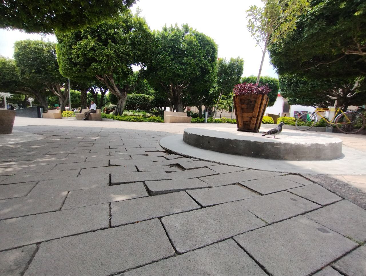 A cinco años de su remodelación, Plaza Principal de Irapuato presenta pisos rotos y hundimientos