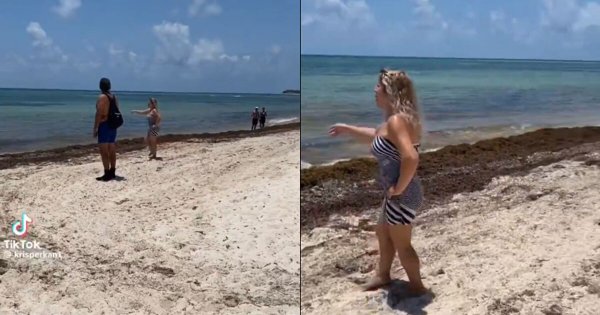 Video | “Este lugar es privado”: Captan a mujer ‘corriendo’ a turistas de playa en Cancún 